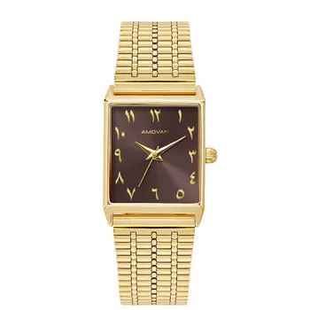 Lady Rectangle Shape Quartz Wrist Watch Fashion Design Stainless Steel Strap Antique Business Style Glass Latest Fashionable