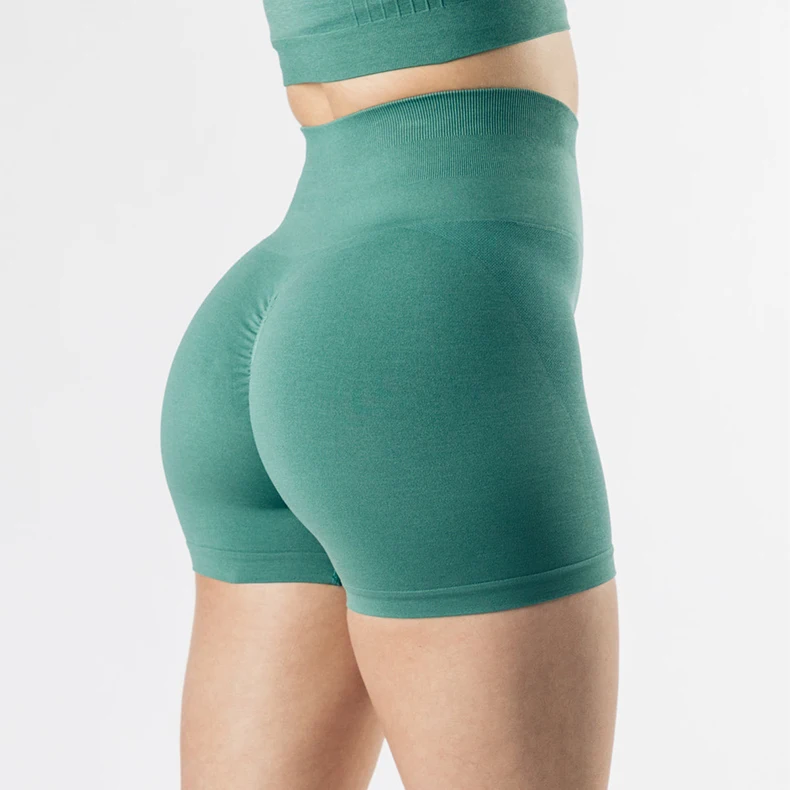 Wholesale high waist elastic fitness shorts peach hip solid summer women's sports shorts yoga short