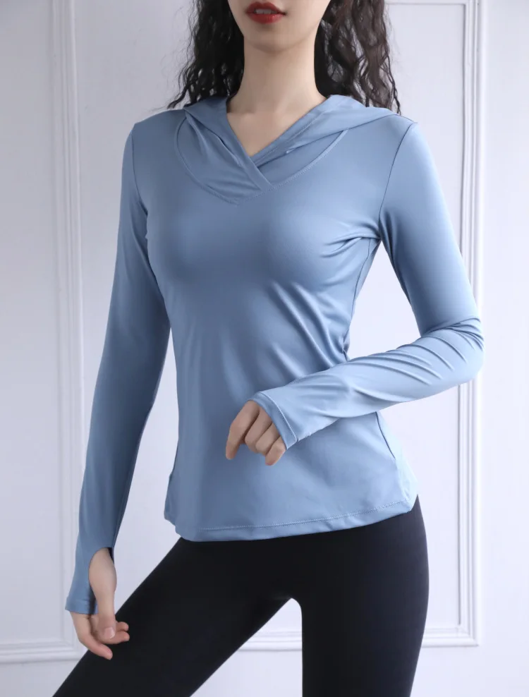 New Women's Sports Tops Yoga Clothing Long Sleeve Sports Fitness T-Shirt Beauty Back Fitness Clothing Hoodie