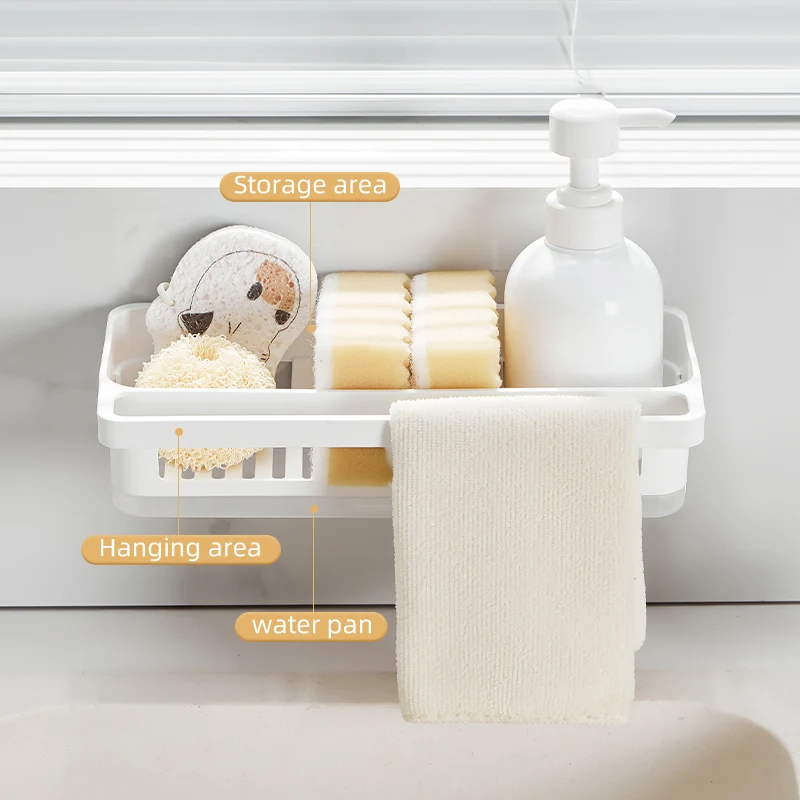 Creative Bathroom Shelf Wall Mounted Shower Cosmetic Shampoo Storage Rack Shelf-Adhesive Shelves with Towel Bar and Hooks
