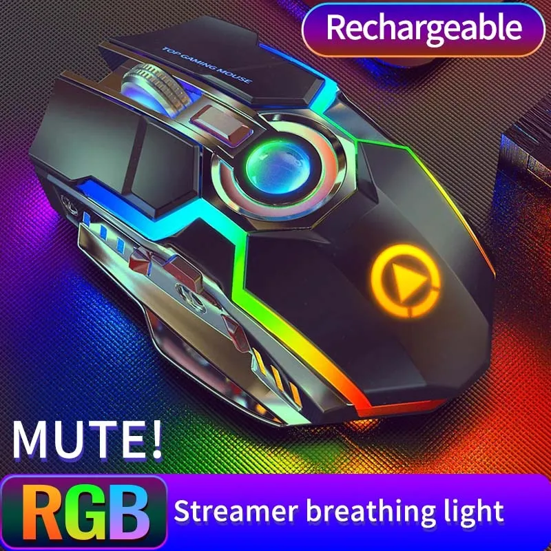 7 Buttons LED Backlight Silent Wireless Mouse Rechargeable 2.4G Gaming Mouse 1600 DPI USB Optical Mouse For PC Laptop