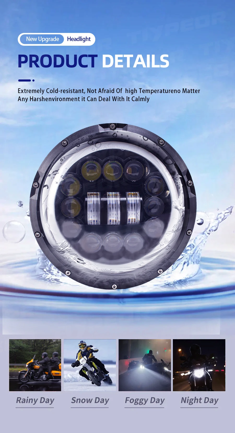 product tiypeor 7inch universal drl led round motorcycle headlight car super bright auxiliary fog light-6