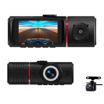 3 Channel Dash Cam 1080P Camera Triple Way Car Video Recorder Dashcam Front and Rear Camera with Night Vision for DVR Car Taxi
