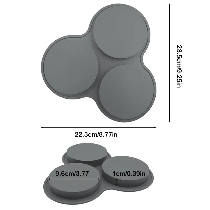 4 Inch High-Temperature Resistant Silicone Cake Molds 3 Grid Round Shapes DIY Pizza Baking Pan Tools details