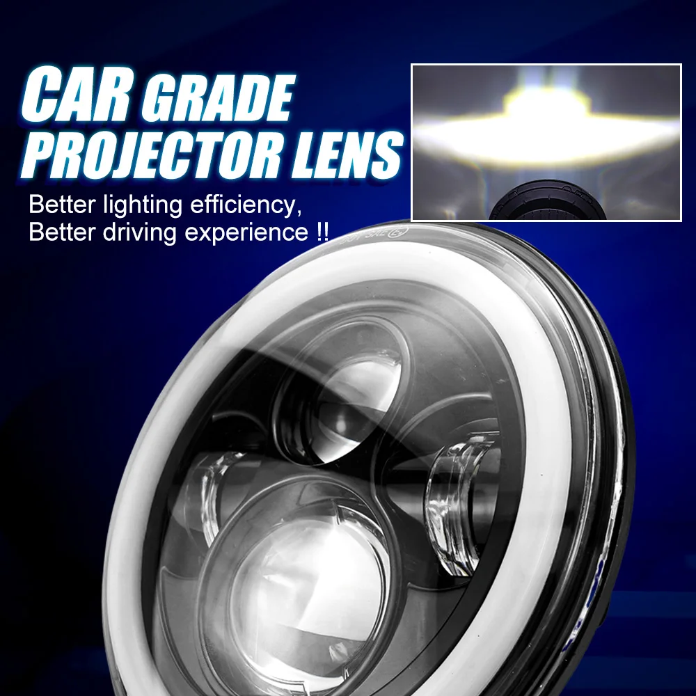 7 Inch Motorcycle LED Headlight 6500LM 6500K for Harley Davidson with Aviation Aluminum Housing