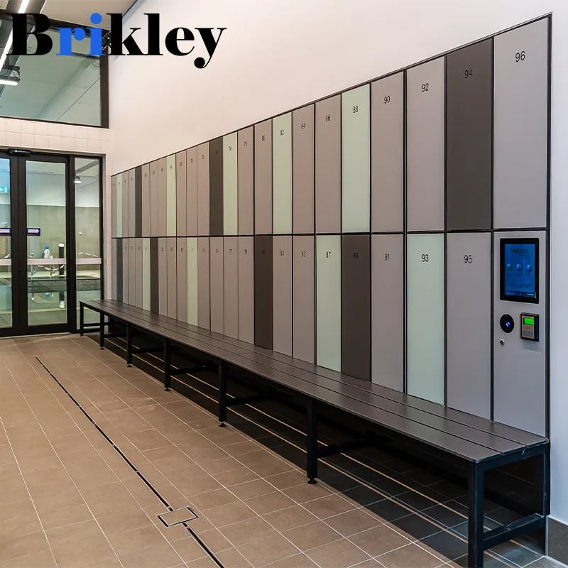Brikley Waterproof Colorful Fitness Club HPL Locker with Bench supplier