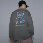 Fleeced Hoodie Printed New Fashion Fleeced Style Men O Neck Hoodie With Reflective Colorful Printed Top