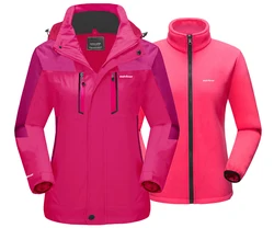Women Outdoor Sport Clothing Winter 2 pieces Jacket Fleece Warm Windbreaker Hiking Camping Sportswear Trekking 3 in 1 Jackets