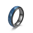Cz Ring Trendy Simple Design High Quality Jewelry Custom Faceted Blue CZ Stone Women Men Hard Tungsten Steel Ring