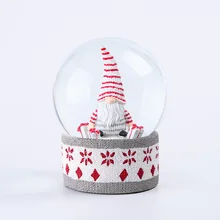 DIY lover snow globe Ornaments Gnome Snowflake Water Resin Snow Ball With Led Light and Music for Christmas Gift