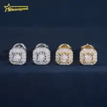 Screw Back Cluster Lab Diamond Earrings 925 Sterling Silver Hip Hop Fashion Halo Earrings Men Women Ear Studs