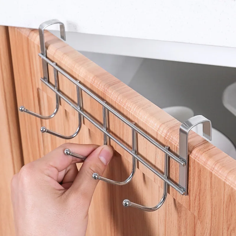 Wholesale Nail Free Five Hoodie Hook Cabinet Door Back Hook Stainless Steel Door Rear Hook