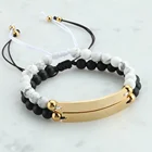 Stone Bracelet Couple Women Men Customized Natural Stone Engravable Blank Bar Personalized Logo Bracelet
