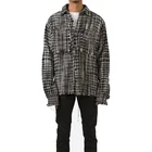 Shirt Casualshirts Flannel Shirt New Arrival Raw Edge Custom Polyester Oversized Fit Plain Flannel Shirt