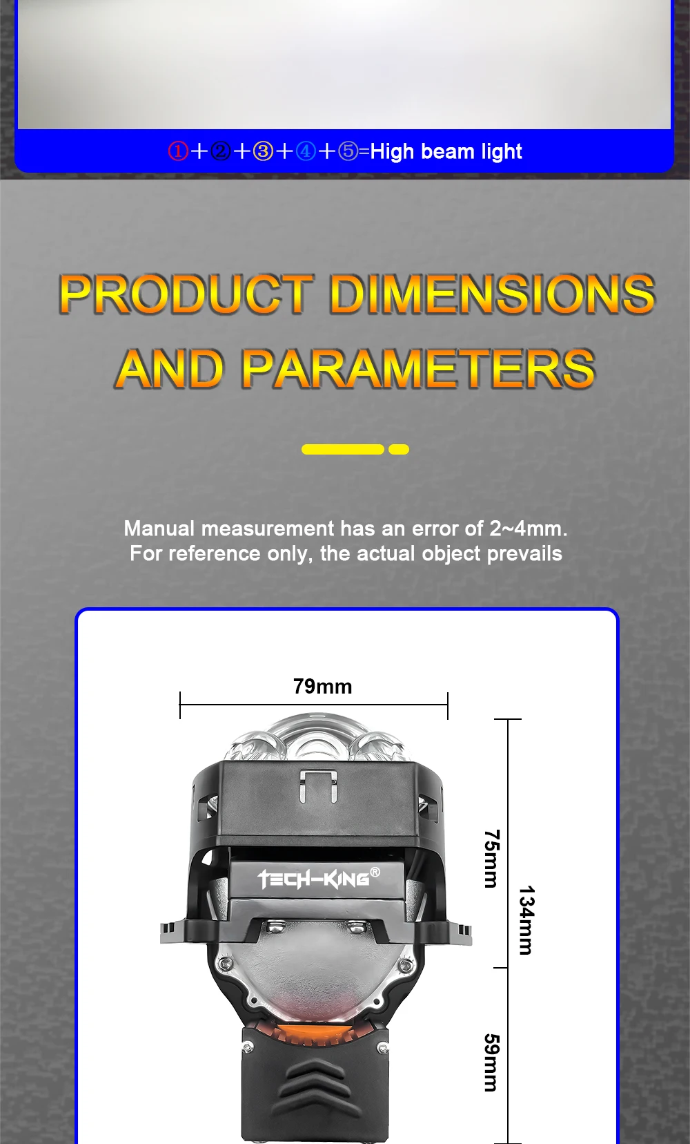 Car LED headlights double lens 3 inch square three direct laser light super bright 90 watt high power H7 H11Projector headlights