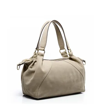 Fashion Casual Ladies Suede Leather Handbag Apricot Real Leather Women Travel Tote Bag