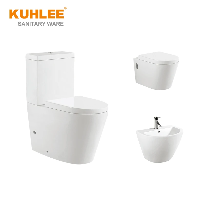 Popular Modern Sanitary Ware Bathroom Ceramic Washdown Two Piece Toilet Basin 4 Pieces Sets Suite