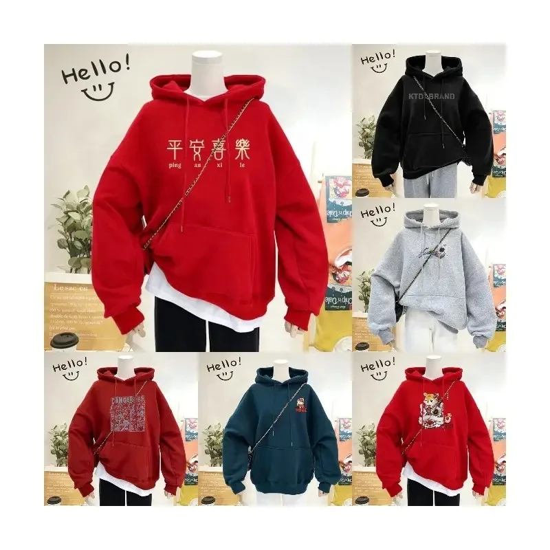 Women's Casual Color Block/Solid Hoodies Long Sleeve Pullover Tops Loose Lightweight Sweatshirt with Pocket