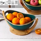 Ceramic Ceramic 2021 Popular Design Golden Top Grade Custom Color Ceramic Fruit Bowl With Wooden Pallet