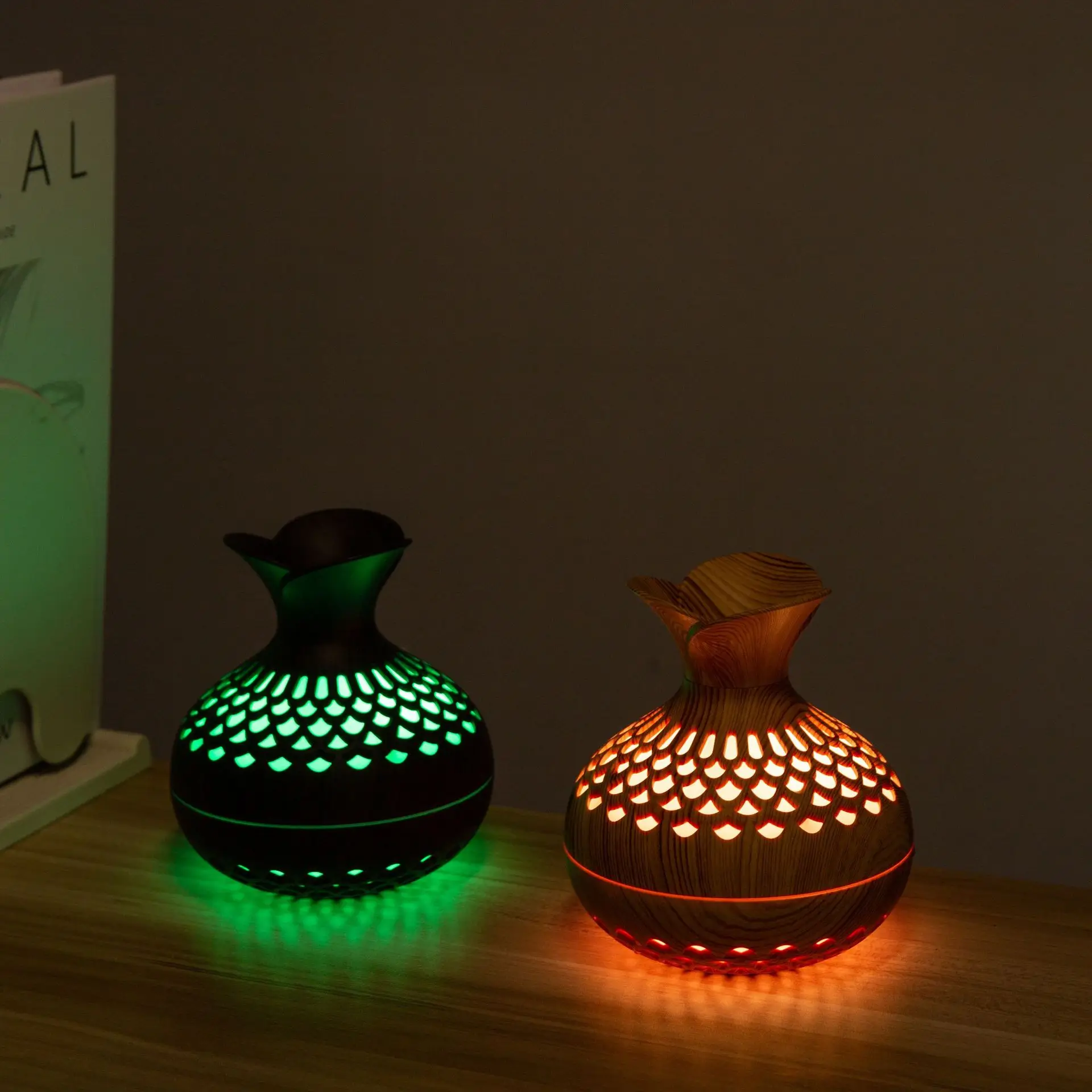 Portable Humidifier 7 Color Led Night Light USB Wood Grain Ultrasonic Mist Air Humidifier For Home Office