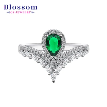 Blossom CS Jewelry Wholesale Hot Trendy 925 Sterling Silver Ring Luxury Cubic Zirconia Wedding Engagement Women Rings