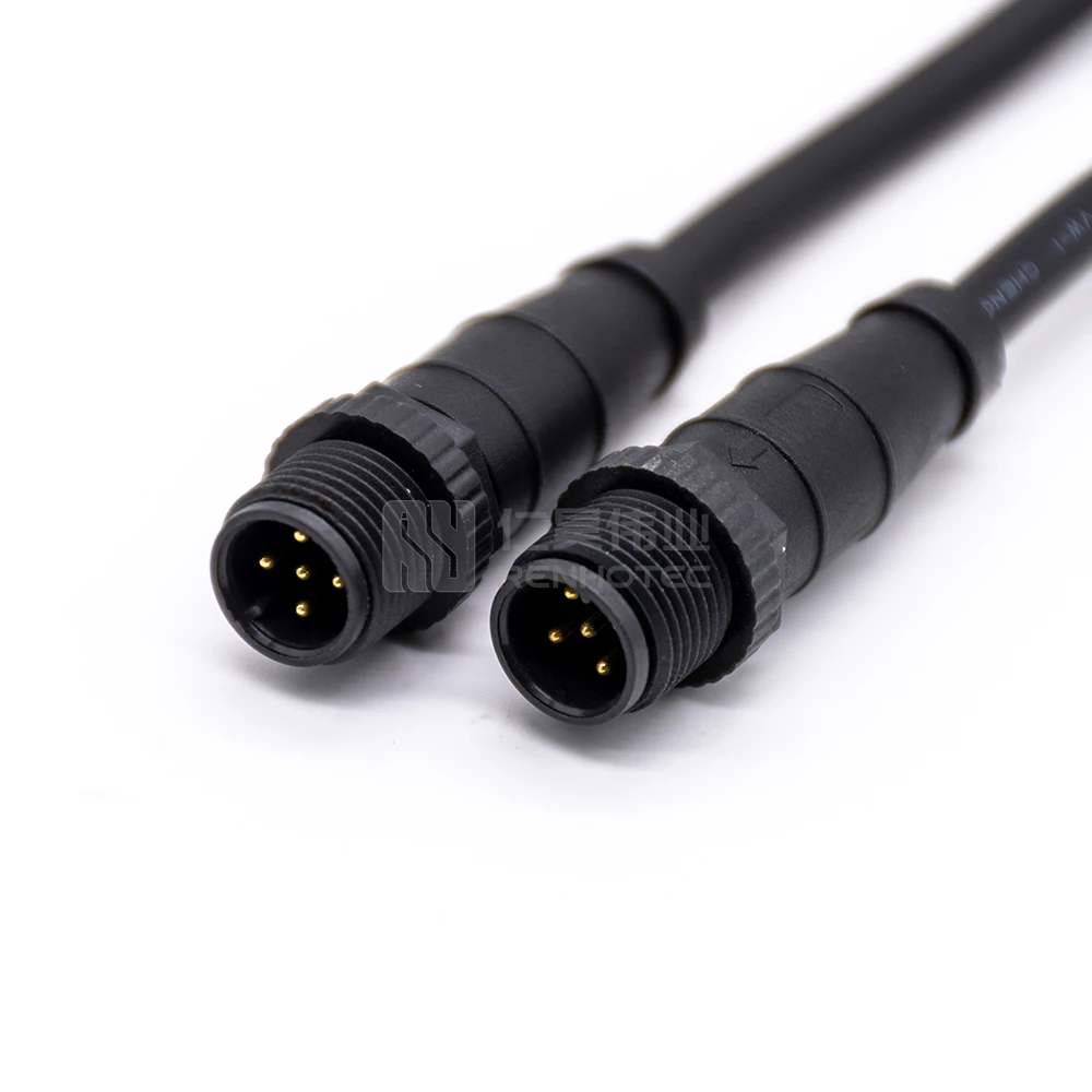 M12 5Pin Connector Waterproof Cable A Code 5 Pole Male to Male Plastic Molded Cable