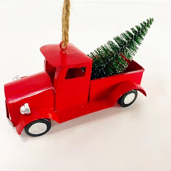 Christmas Decoration Supplies Metal Vintage Red Truck Christmas Tree Ornament