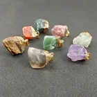 Agate Stone Pendants Cross-border Irregular Jewelry Crystal Agate Ore New Natural Raw Stone Pendants Gold-plated Necklace