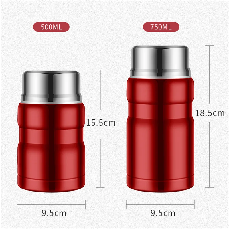500ml 750ml Stainless Steel Double Wall Vacuum Insulated Thermal Container Flask Lunch Box Food Jar