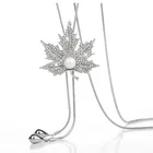 Pendant Pearl 2021 Hot Sale Silver Plated Full Diamond Maple Leaf Pendant White Pearl Female Necklace