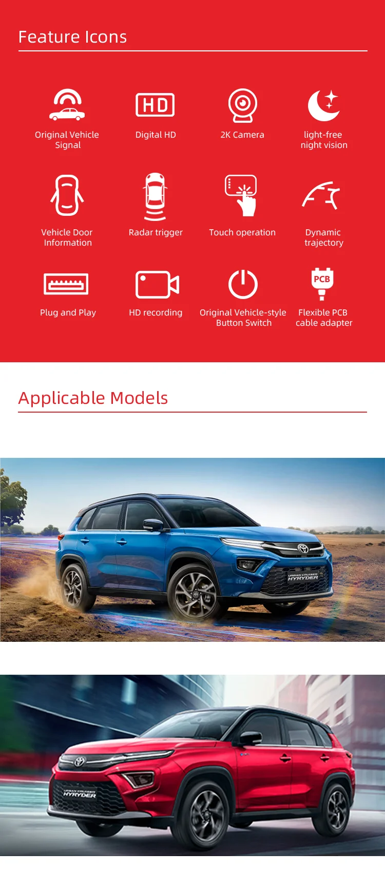 Wemaer Car 360 Degree Camera Bird Eye 3D Panoramic View AVM Surround Reverse System for Suzuki Toyota Urban Cruiser Hyryder factory