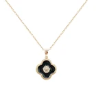 Black Necklace Wedding Bridal Women Lucky Black Gold Pendant Necklace Ring And Earring Jewelry Set