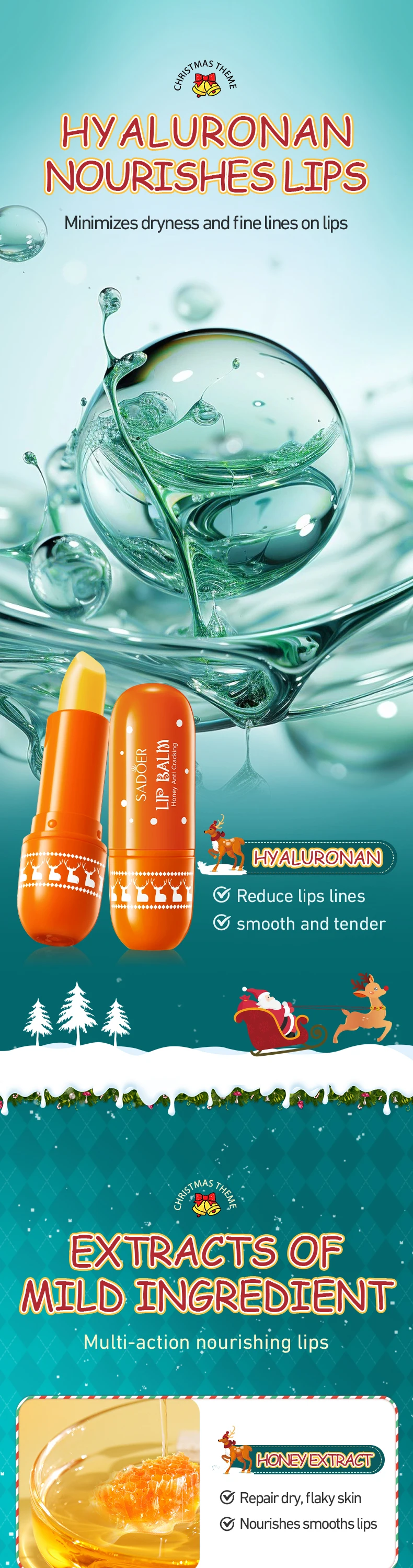 product oem hot sales wholesale sadoer christmas honey anti chapping lip balm autumn and winter anti chapping lip balm-6