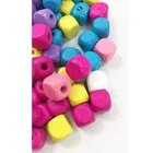 Bead Beads Wood High Quality Hot Sale Colorful Painted Woodcraft Wooden Bead Teethers DIY Square Rounded Cube Dice Beads