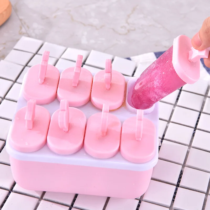 New Ice Mold Popsicle Mold Nontoxic Plastic Ice 8 Grids Diy Ice Cream
