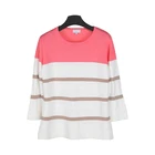 Sweater 2021 Customized Women's 3/4 Sleeve Round Neck Ottoman Stripe Plain Sweater For Women