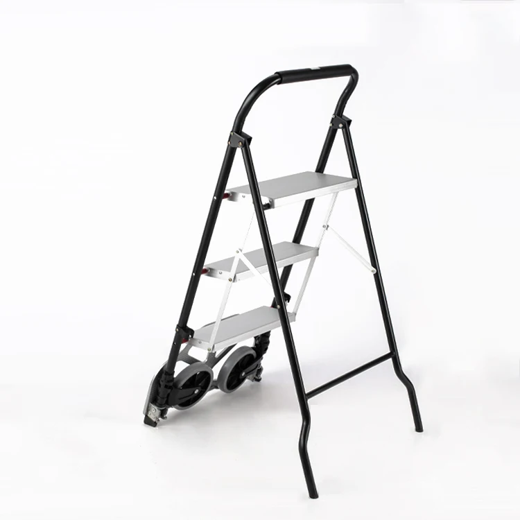 Protable 2-in-1 Multifunctional 3 Step Ladder Folding Hand Truck Trolley Cart 