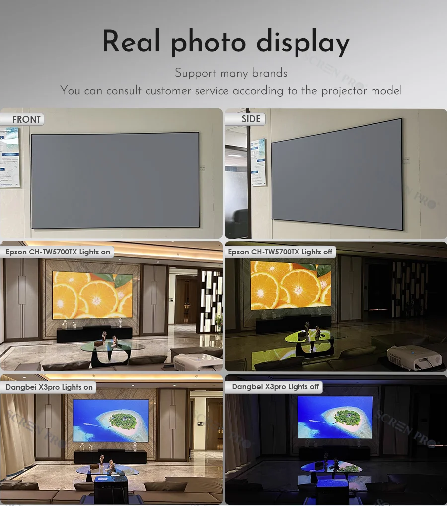 180 Inch Projector Screen 4k Hd 16:9 Ambient Light Rejecting Fixed ...
