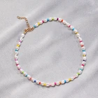 Beads Imitation Necklace Bohemian Colorful Seed Beads Imitation Pearl Beaded Necklace For Women Neck Jewelry
