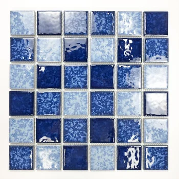 Foshan 300x300 Mixed Blue Color Swimming Pool Ceramic Kitchen Bathroom Mosaic Floor Tile