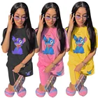 New Clothes New Fashion Cartoon Print Set Lovely Casual Woman Clothes Personality Trend Cartoon 2 Piece Set