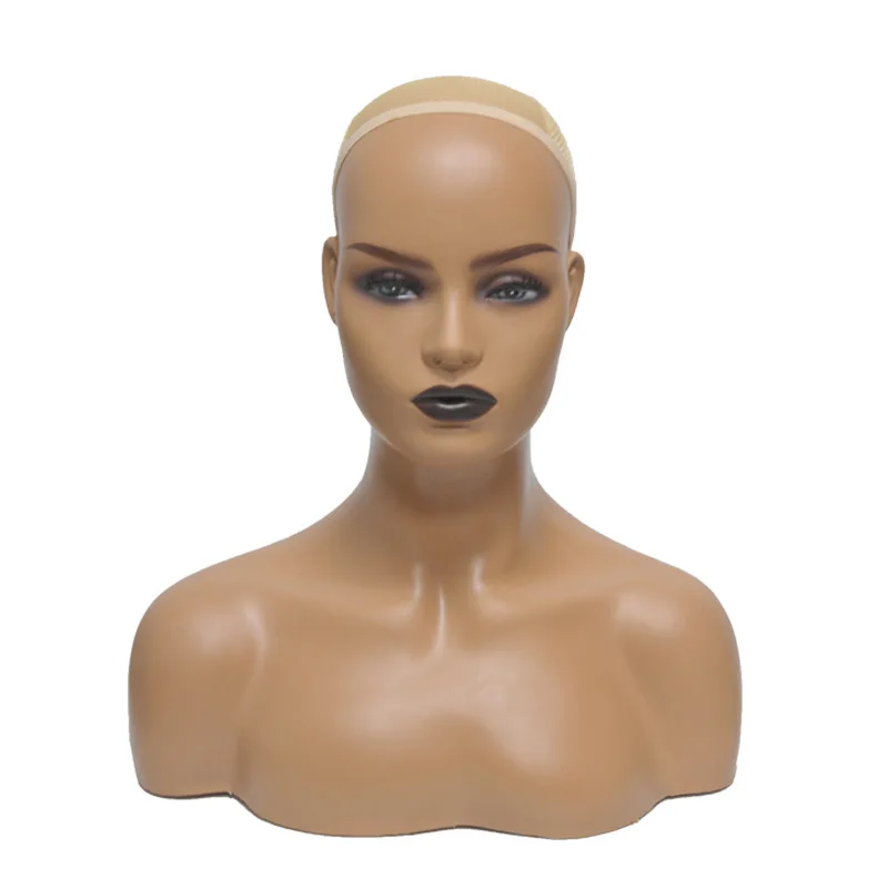 New Realistic Mannequin Head Fiberglass Hat Glasses Mold Stand Torson Wig DB3881 