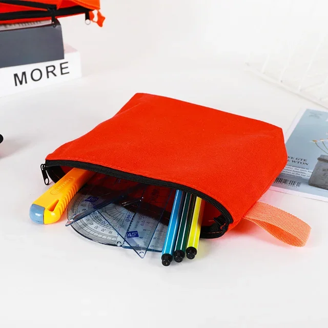 Custom Logo Printed Cotton Canvas Travel Cosmetic Bag Eco-Friendly Folding Makeup Pouch With Zipper for Storage Gifts Included factory