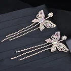 Butterfly Jewelry Designer Gold Plated Crystal Long Tassel Butterfly Earrings Drop Jewelry For Women