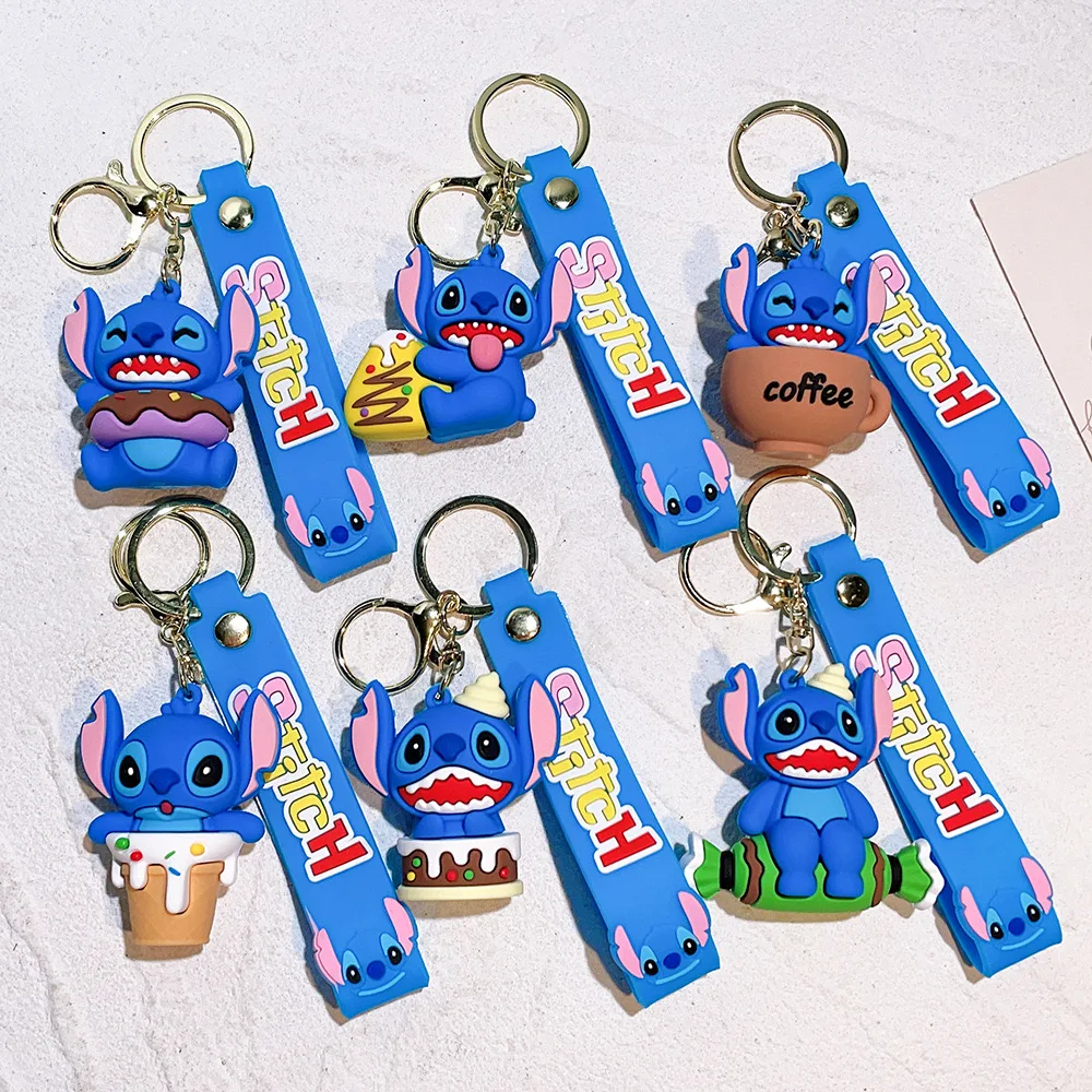 6 Style Stitching Doll Keychain Cartoon Stitches Lanyard Car Key Chains Cute Bag Pendant Gifts