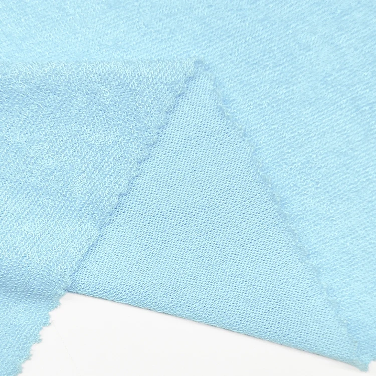Eco Friendly Solid Fabric Bamboo Polyester Material Terry Toweling Fabric for Babies Clothing supplier