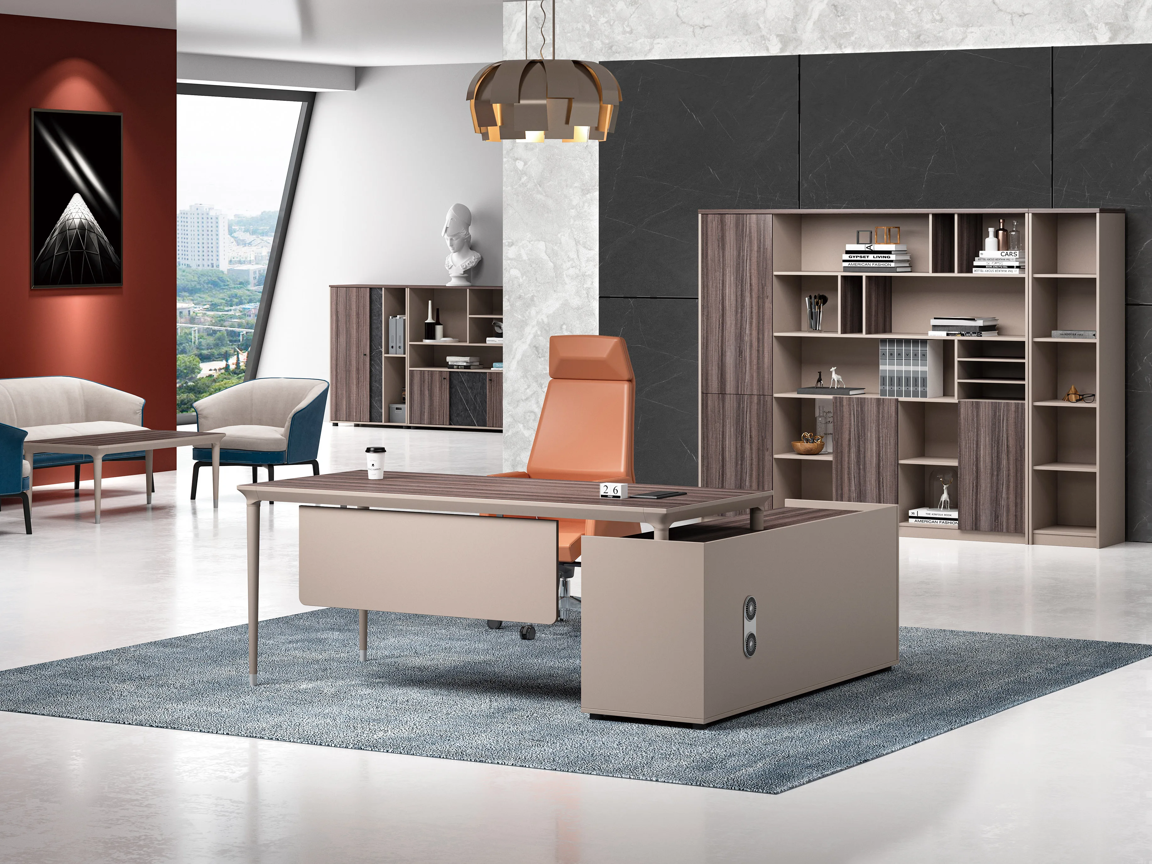 Pengpai assembly required bookshelf furniture 5 tier freestanding display wooden bookcase for office