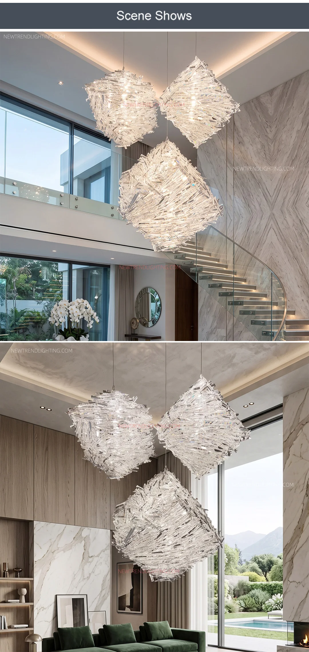 cpl 512 custom cascading crystal chandelier luxury bespoke led staircase lighting manufacturer for high end villas-6