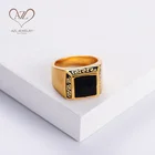 Rings Rings AZL Bague Homme Fashion 2 Tone Plated Black Hip Hop Stainless Steel Gold Mens Rings Jewelry