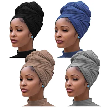 Designer Head Wraps Turban Head Wrap Knit Headwraps Urban Hair Scarf Solid Color Long Breathable Head Band Tie for Women